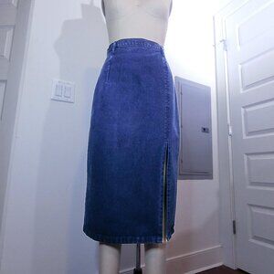 Vintage Forever WearAll Denim Midi Skirt w/ Side Slit | Sz 10 (Fits Modern 8)